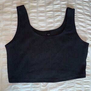 SHEIN Black Ribbed Scoop Neck Crop Tank